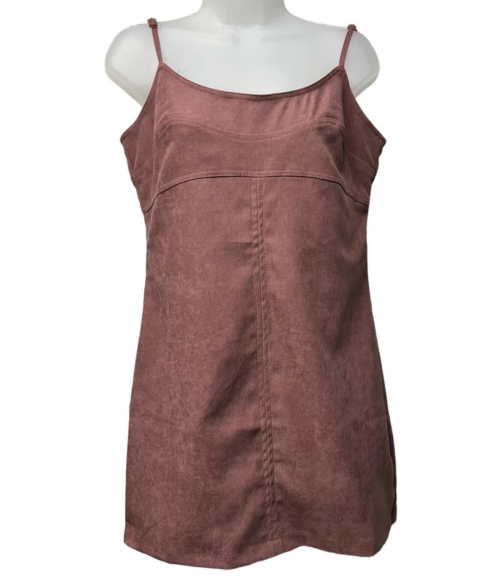 Lottie Moss Size Large Spaghetti Strap Sleeveless Mauve Mini Short Dress Stretch